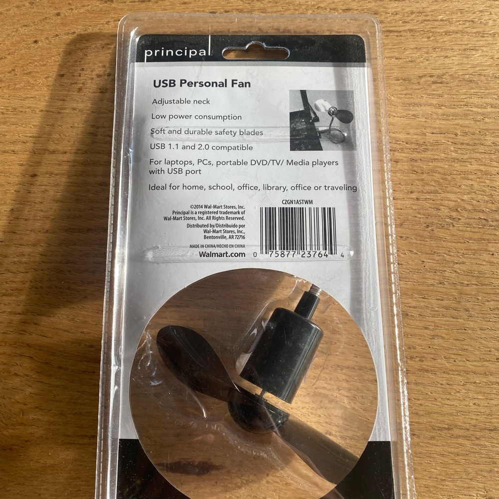 Personal USB Fan Charcoal Gray NWT